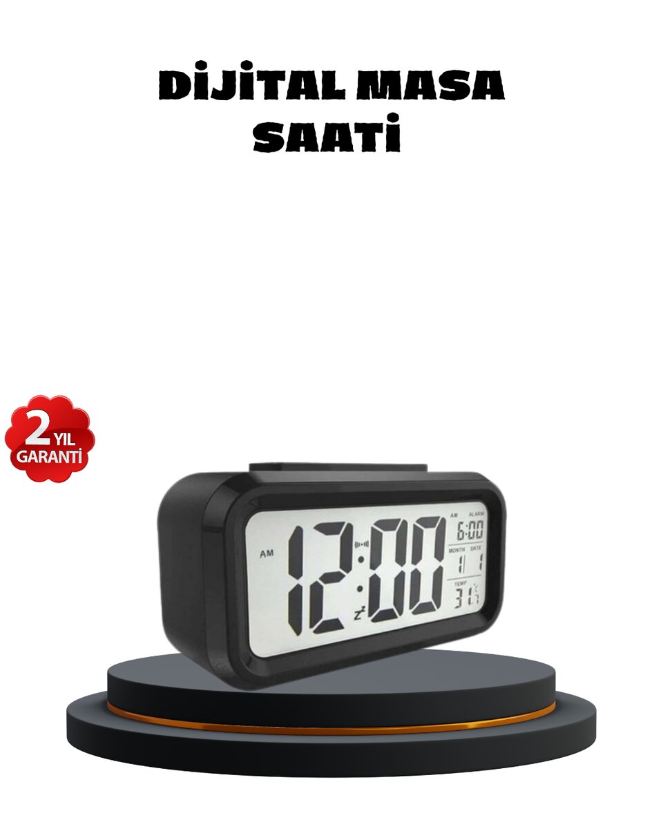 Sensörlü Dijital Masa Saati Alarm ve Sıcaklık Göstergeli 1 Sensörlü Dijital Masa Saati Alarm ve Sıcaklık Göstergeli