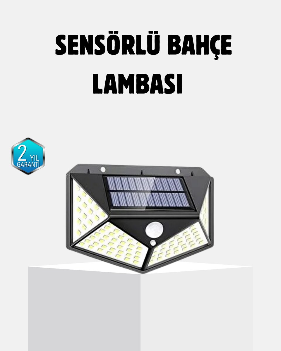 Güneş Enerjili 100 LED Dış Mekan Lamba – Hareket Sensörlü, 2200mAh Bataryalı Solar Aydınlatma 1 Güneş Enerjili 100 LED Dış Mekan Lamba – Hareket Sensörlü, 2200mAh Bataryalı Solar Aydınlatma