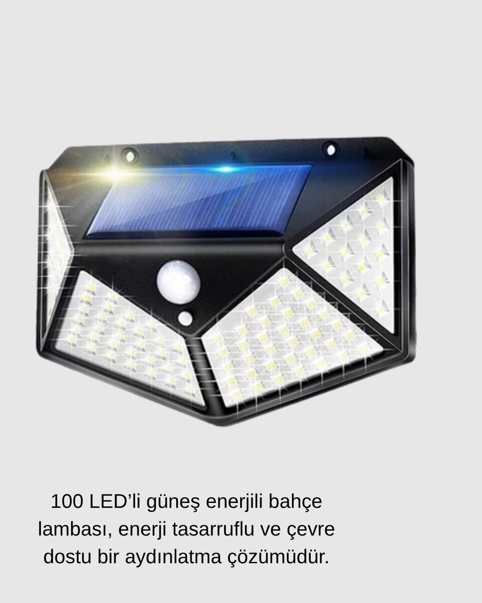 100 LED Güneş Enerjili Bahçe Lambası – PIR Sensörlü IP65 Su Geçirmez Dış Mekan Aydınlatma 2 100 LED Güneş Enerjili Bahçe Lambası – PIR Sensörlü IP65 Su Geçirmez Dış Mekan Aydınlatma - Görsel 2