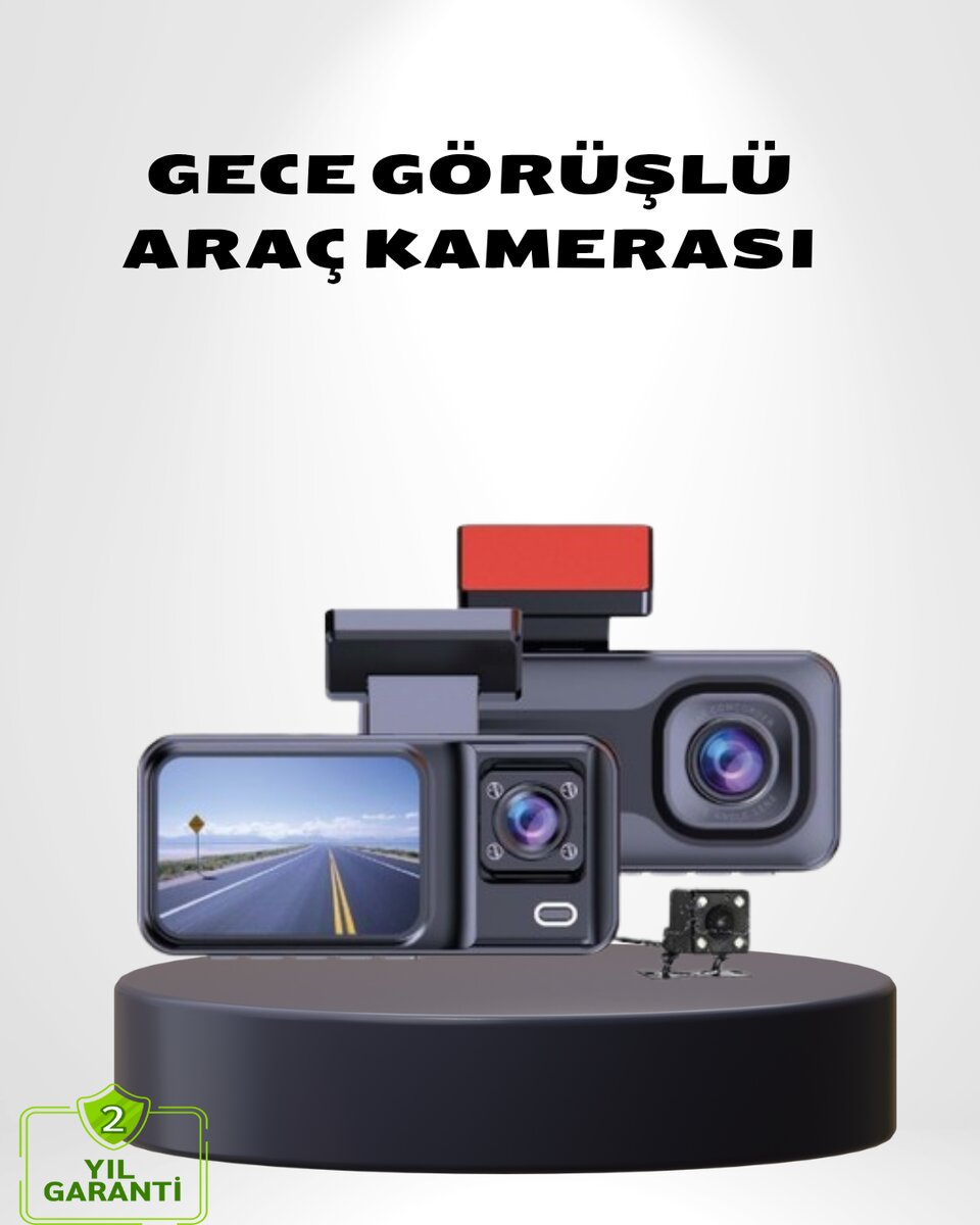 Üç Kameralı Dash Cam 170° Geniş Açılı Full HD Gece Görüşlü 1 Üç Kameralı Dash Cam 170° Geniş Açılı Full HD Gece Görüşlü