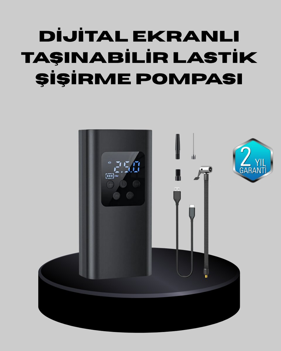 Taşınabilir 80W Kablosuz Lastik Şişirme Pompası Dijital Ekranlı 1 Taşınabilir 80W Kablosuz Lastik Şişirme Pompası Dijital Ekranlı