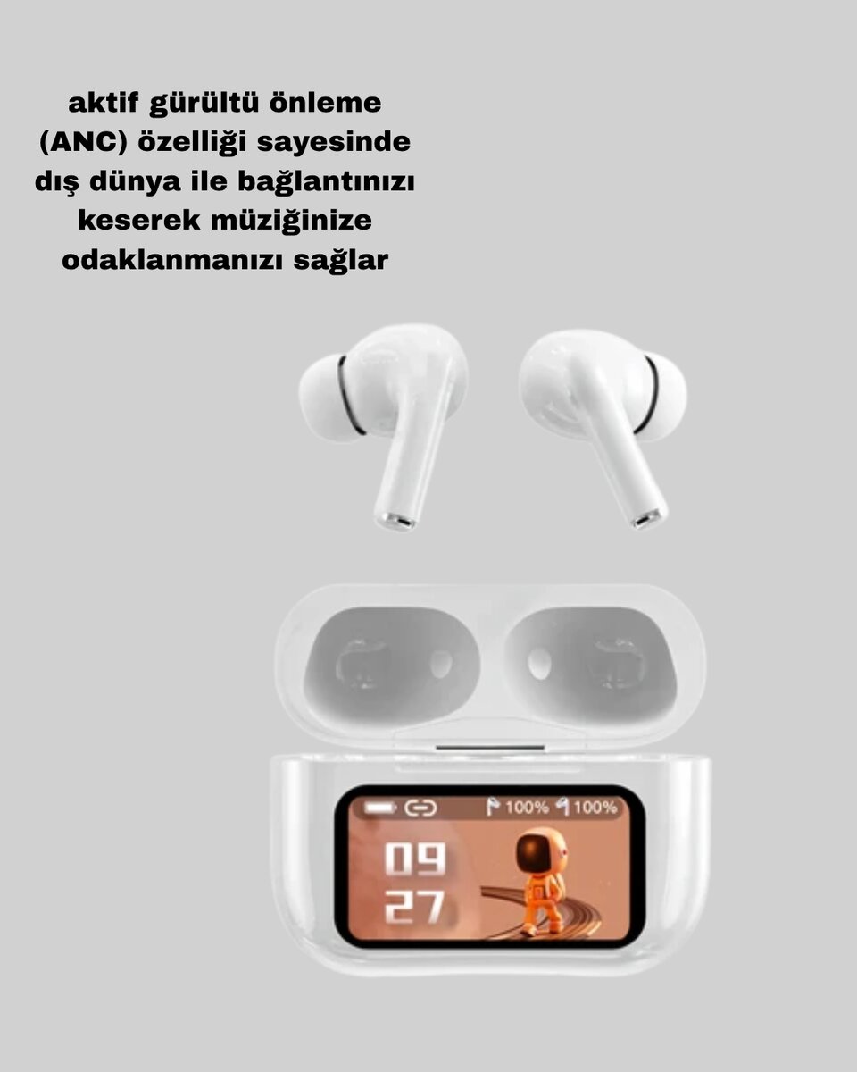 ANC Bluetooth Kulaklık – Dokunmatik, Powerbank Kutulu, Akıllı Sensörlü 2 ANC Bluetooth Kulaklık – Dokunmatik, Powerbank Kutulu, Akıllı Sensörlü - Görsel 2