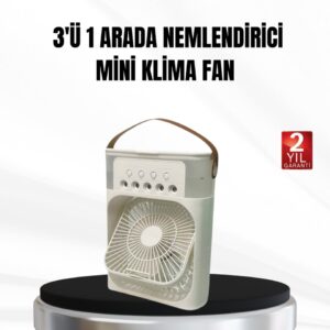 Haydiburaya 80 3’ü 1 Arada Mini Klima Fan USB Şarjlı 7 Renk Gece Lambalı ve Nemlendirici