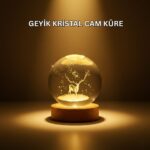 USB Bağlantılı Geyik Temalı Kristal Küre Premium Masa Gece Lambası
