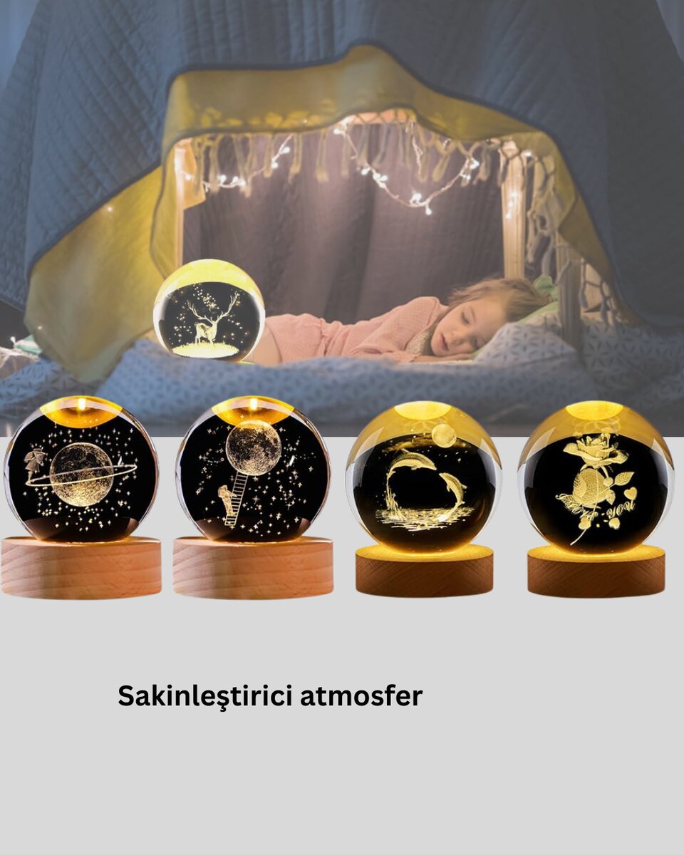 USB Bağlantılı Geyik Temalı Kristal Küre Premium Masa Gece Lambası 4 USB Bağlantılı Geyik Temalı Kristal Küre Premium Masa Gece Lambası - Görsel 4