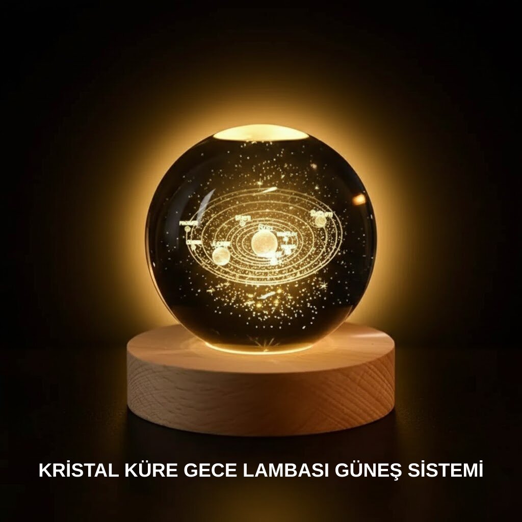 Ahşap Standlı LED Kristal Küre Lazer İşlemeli Dekoratif Obje 1 Ahşap Standlı LED Kristal Küre Lazer İşlemeli Dekoratif Obje