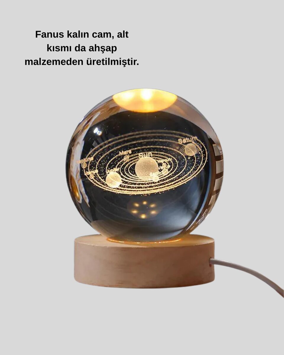 Ahşap Standlı LED Kristal Küre Lazer İşlemeli Dekoratif Obje 3 Ahşap Standlı LED Kristal Küre Lazer İşlemeli Dekoratif Obje - Görsel 3