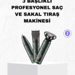 Şarjlı ve Kablosuz 3 Başlıklı Profesyonel Bakım Seti – Saç, Sakal, Burun ve Kulak Düzeltici