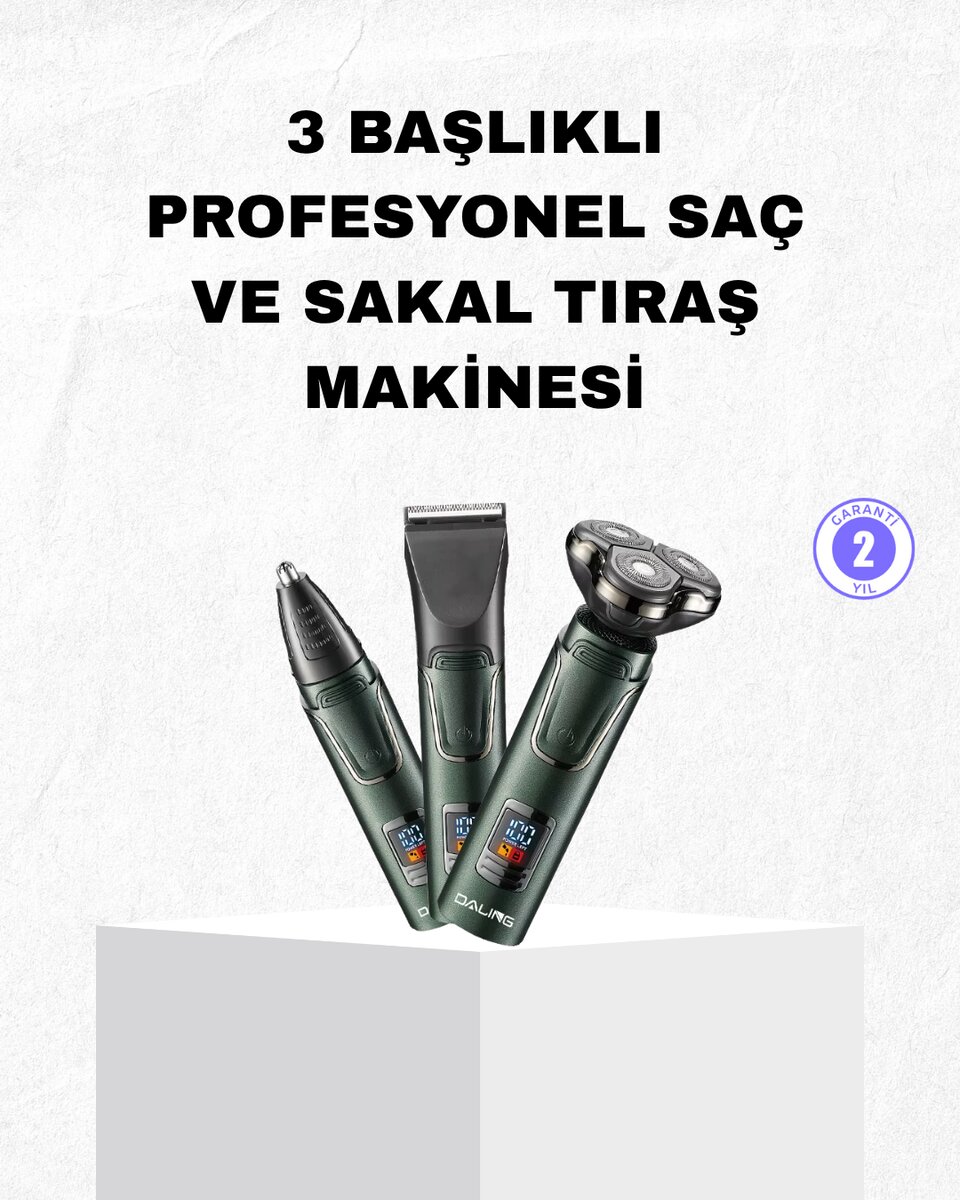 Şarjlı ve Kablosuz 3 Başlıklı Profesyonel Bakım Seti – Saç Sakal Burun ve Kulak Düzeltici 1 Şarjlı ve Kablosuz 3 Başlıklı Profesyonel Bakım Seti – Saç Sakal Burun ve Kulak Düzeltici