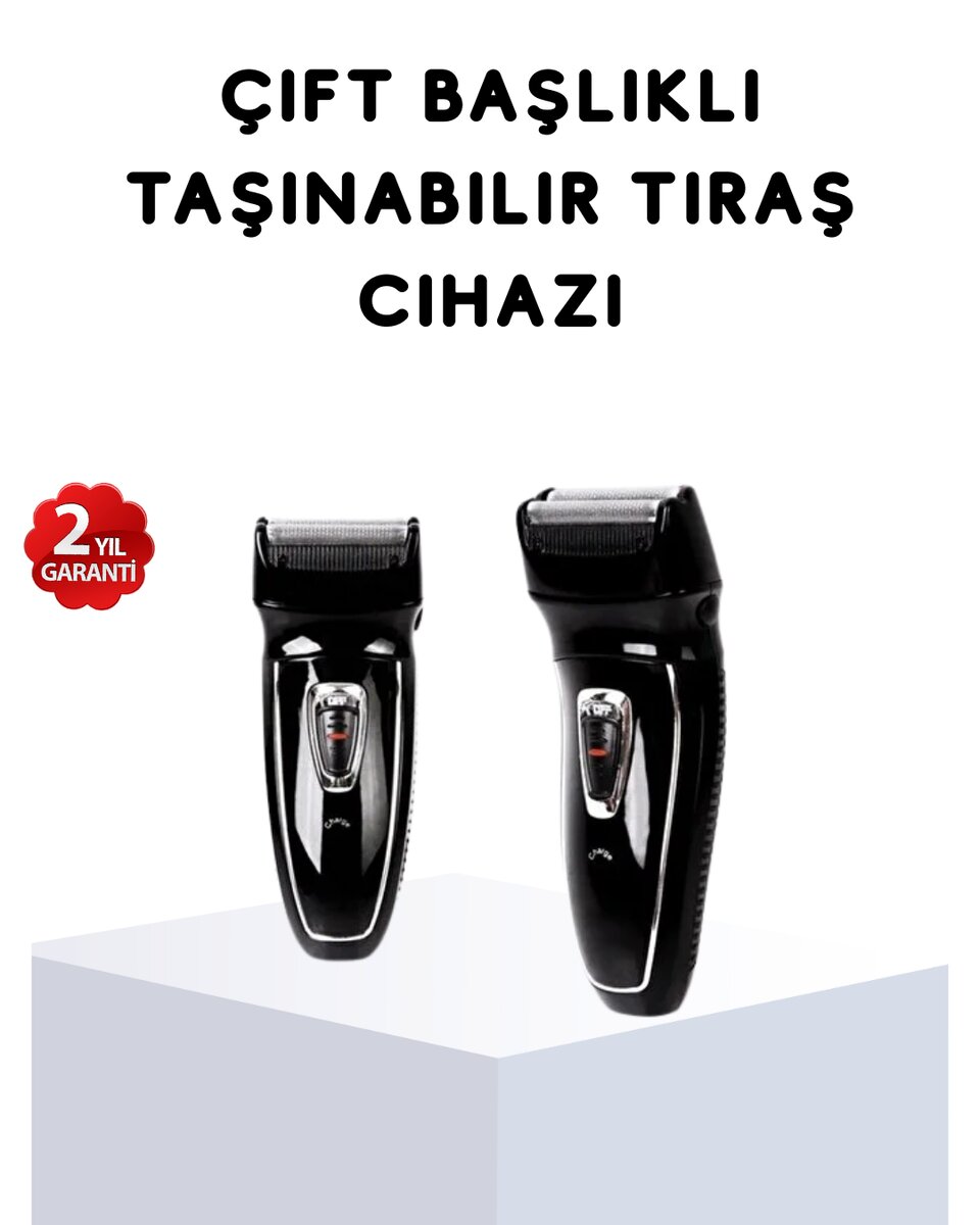 Kablosuz Tıraş Makinesi Çift Başlıklı Kuru Tıraş Folyo Başlık Şarj Göstergeli 1 Kablosuz Tıraş Makinesi Çift Başlıklı Kuru Tıraş Folyo Başlık Şarj Göstergeli