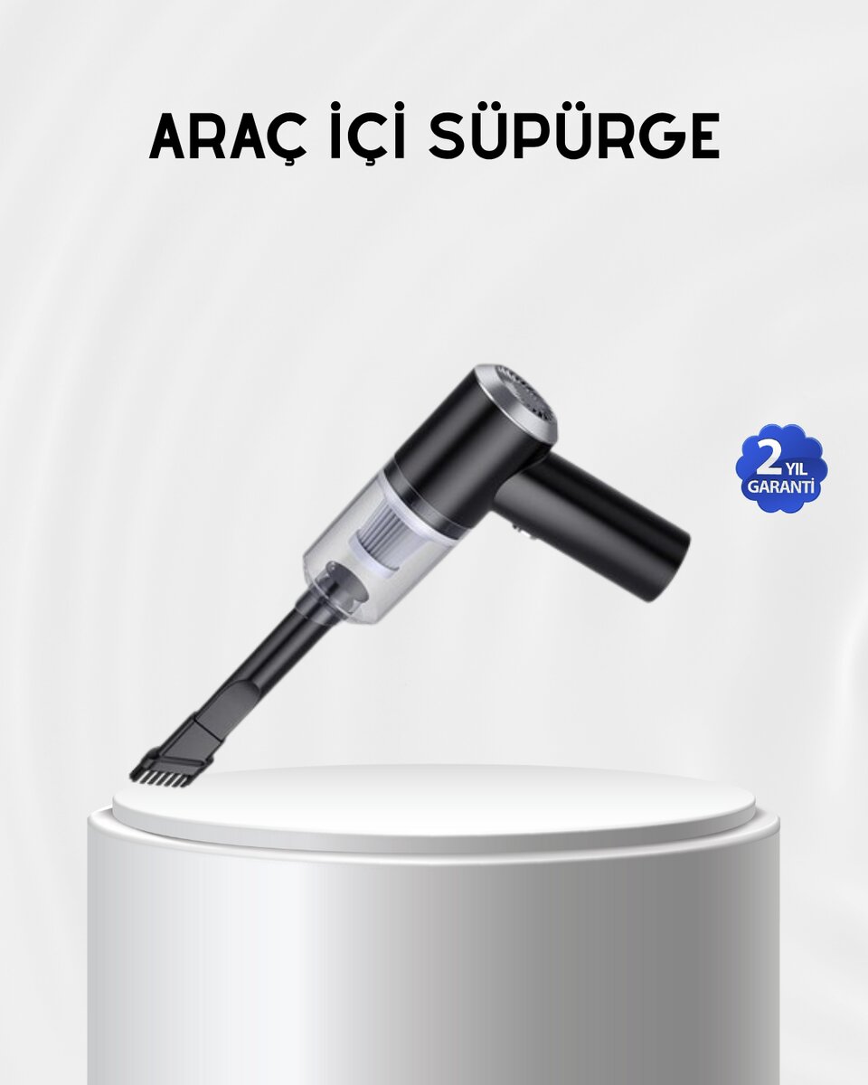 Kablosuz El Süpürgesi – Araç İçi Temizlik İçin 5500PA Güçlü Emiş, USB Şarjlı 1 Kablosuz El Süpürgesi – Araç İçi Temizlik İçin 5500PA Güçlü Emiş, USB Şarjlı
