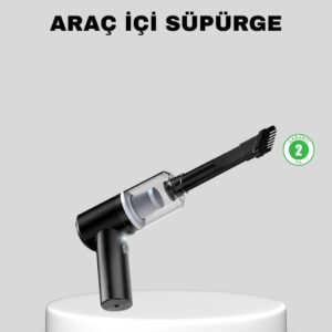 Mini Şarjlı Araç Süpürgesi – 120W Güçlü Motor, 5500PA Vakum Emiş, Yıkanabilir Filtre
