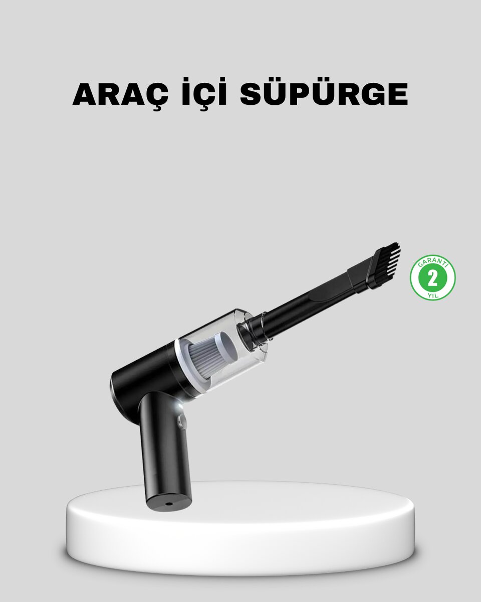 Mini Şarjlı Araç Süpürgesi – 120W Güçlü Motor, 5500PA Vakum Emiş, Yıkanabilir Filtre 1 Mini Şarjlı Araç Süpürgesi – 120W Güçlü Motor, 5500PA Vakum Emiş, Yıkanabilir Filtre