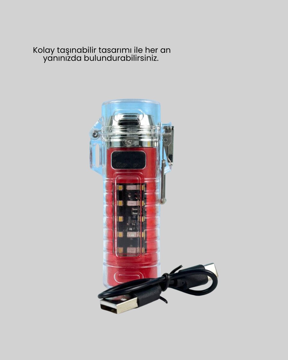 Çok Fonksiyonlu Elektrikli Çakmak El Feneri Özellikli 2 Çok Fonksiyonlu Elektrikli Çakmak El Feneri Özellikli - Görsel 2