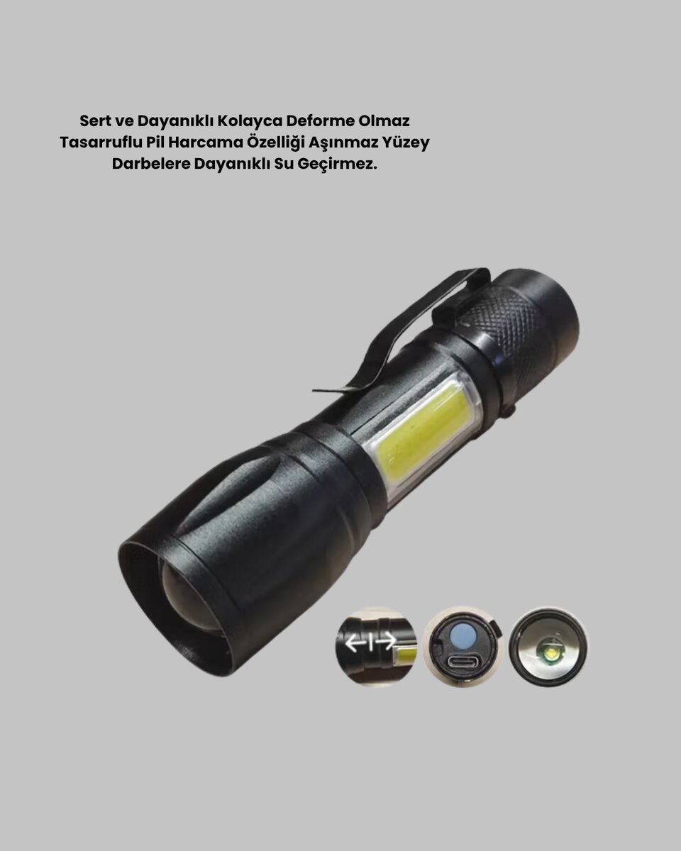 4 Mod Şarjlı Işıldak | Ultra Güçlü Cree LED | Su Geçirmez Alüminyum Gövde 3 4 Mod Şarjlı Işıldak | Ultra Güçlü Cree LED | Su Geçirmez Alüminyum Gövde - Görsel 3