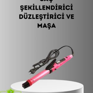 2’si 1 Arada Saç Düzleştirici ve Maşa – 5 Isı Seviyesi, Seramik Kaplama, Döner Kablolu Ergonomik Tasarım