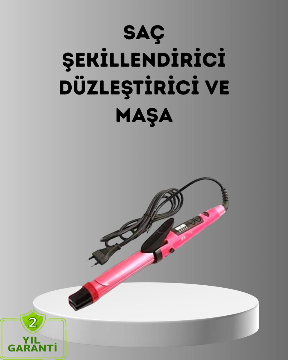 2’si 1 Arada Saç Düzleştirici ve Maşa – 5 Isı Seviyesi, Seramik Kaplama, Döner Kablolu Ergonomik Tasarım 1 2’si 1 Arada Saç Düzleştirici ve Maşa – 5 Isı Seviyesi, Seramik Kaplama, Döner Kablolu Ergonomik Tasarım