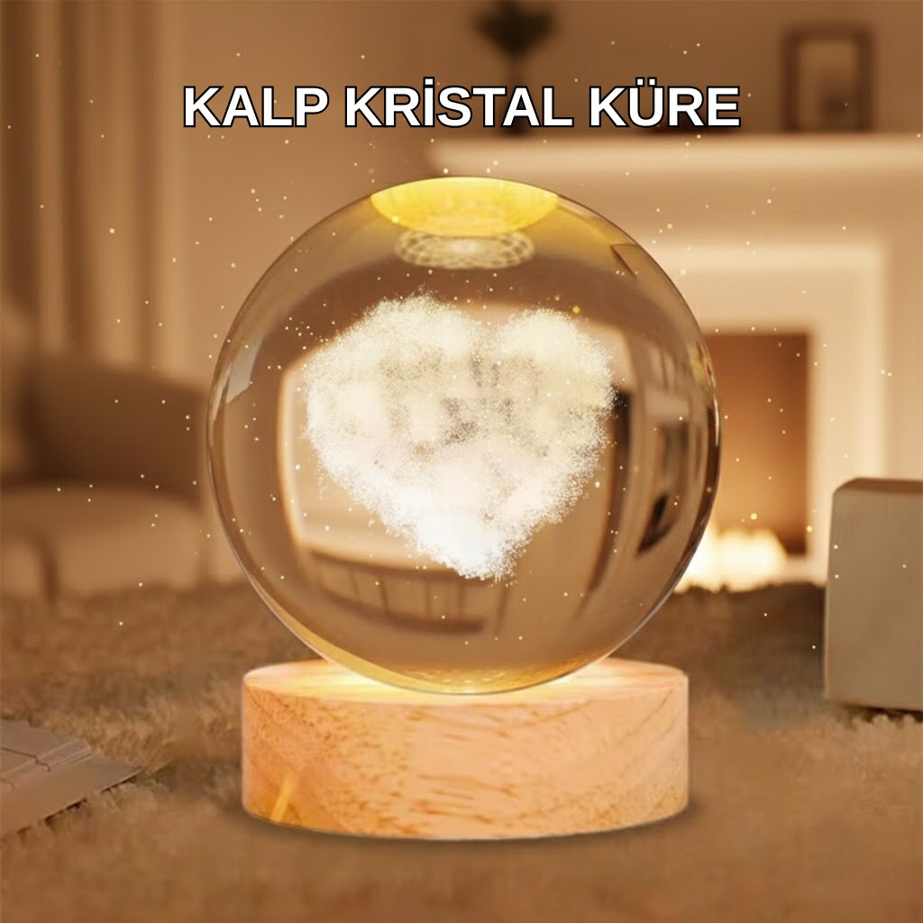 Ahşap Standlı Kalp Motifli Işıklı Cam Küre Hediye Seçeneği 1 Ahşap Standlı Kalp Motifli Işıklı Cam Küre Hediye Seçeneği