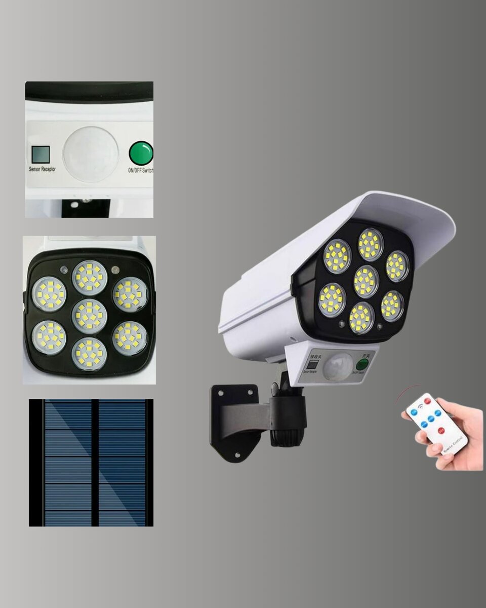 Güneş Enerjili LED Lamba + Güvenlik Kamerası Görünümlü– 5-8 m Hareket Algılamalı Beyaz Işık 2 Güneş Enerjili LED Lamba + Güvenlik Kamerası Görünümlü– 5-8 m Hareket Algılamalı Beyaz Işık - Görsel 2