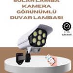 Güneş Enerjili LED Lamba + Güvenlik Kamerası Görünümlü– 5-8 m Hareket Algılamalı Beyaz Işık
