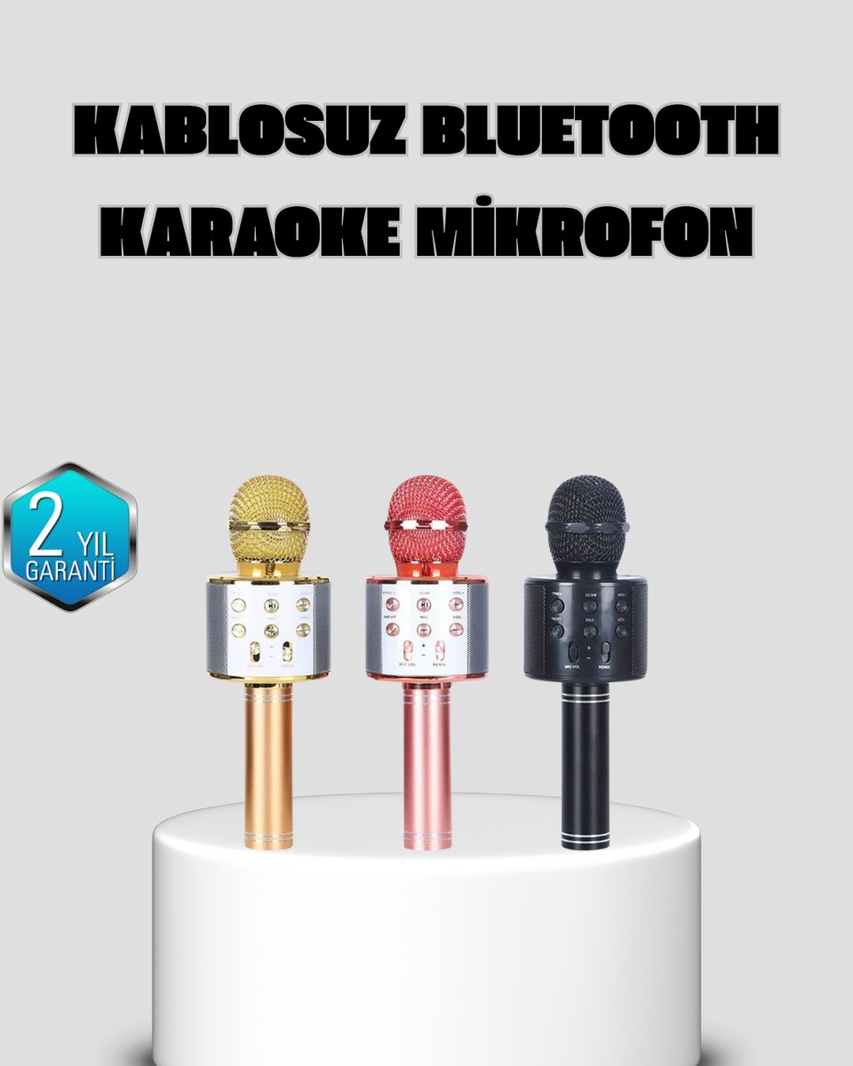 Taşınabilir Karaoke Mikrofon – Bluetooth USB ve AUX Girişli 1 Taşınabilir Karaoke Mikrofon – Bluetooth USB ve AUX Girişli