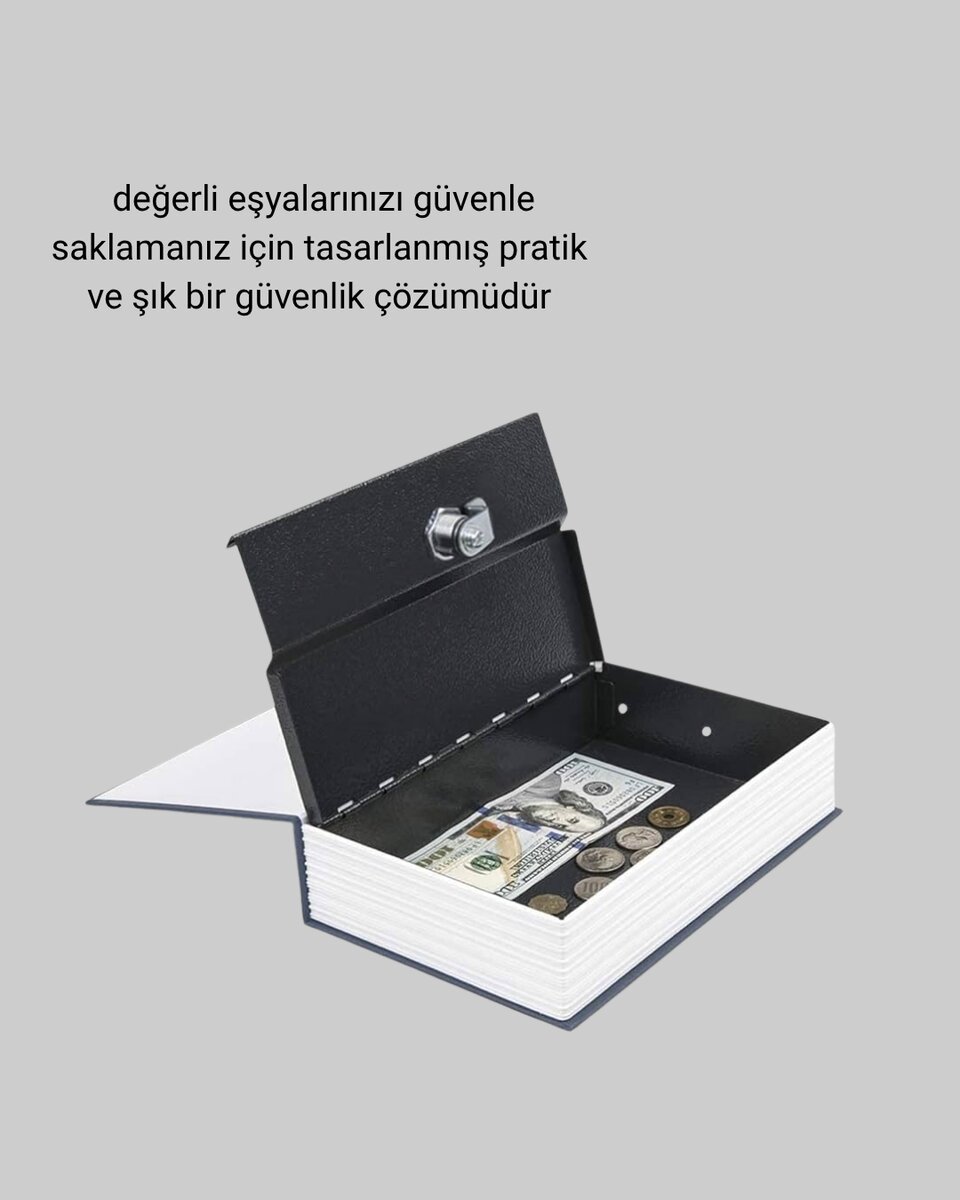 Gizli Kitap Kasa – Metal Gövdeli Anahtarlı 3 Gizli Kitap Kasa – Metal Gövdeli Anahtarlı - Görsel 3