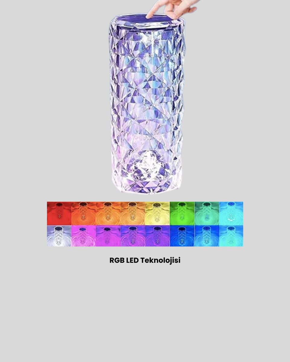 Kristal RGB LED Masa Lambası – Renkli Kumandalı Işık Dekoratif ve Enerji Tasarruflu 4 Kristal RGB LED Masa Lambası – Renkli Kumandalı Işık Dekoratif ve Enerji Tasarruflu - Görsel 4
