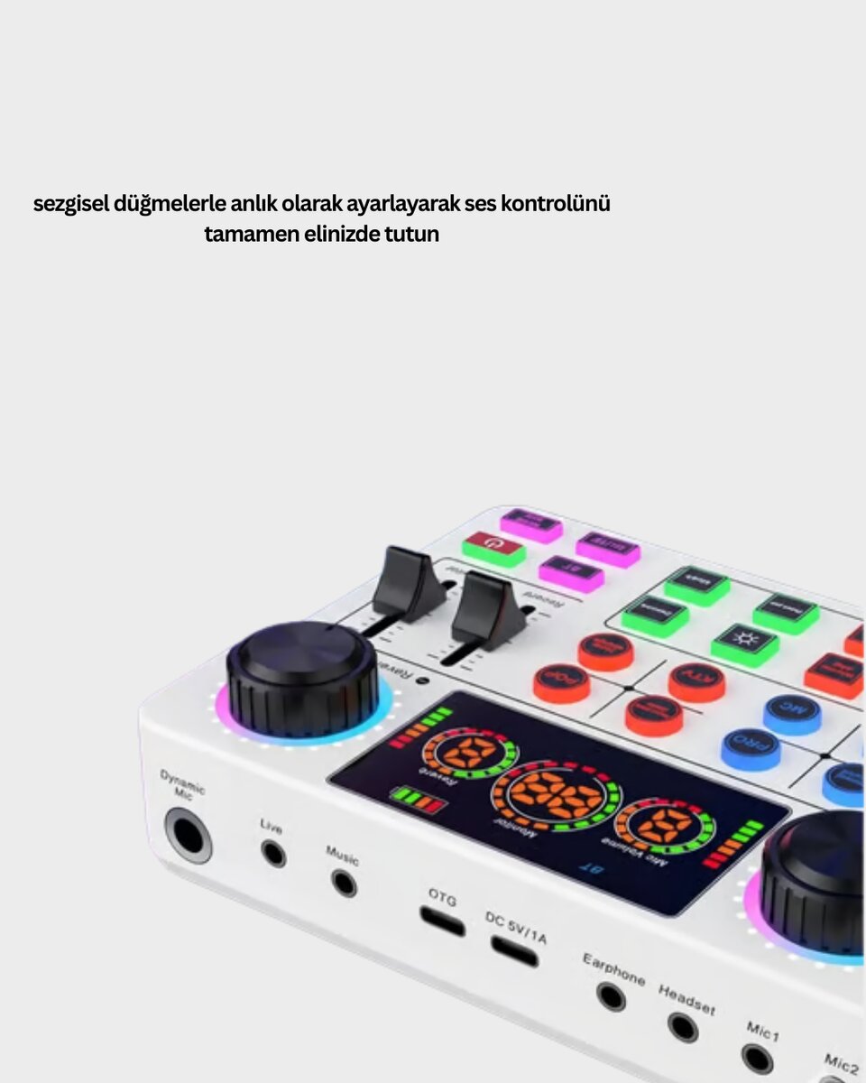 Çok Efektli Canlı Yayın Ses Mikseri USB ve Kablosuz Uyumlu 2 Çok Efektli Canlı Yayın Ses Mikseri USB ve Kablosuz Uyumlu - Görsel 2