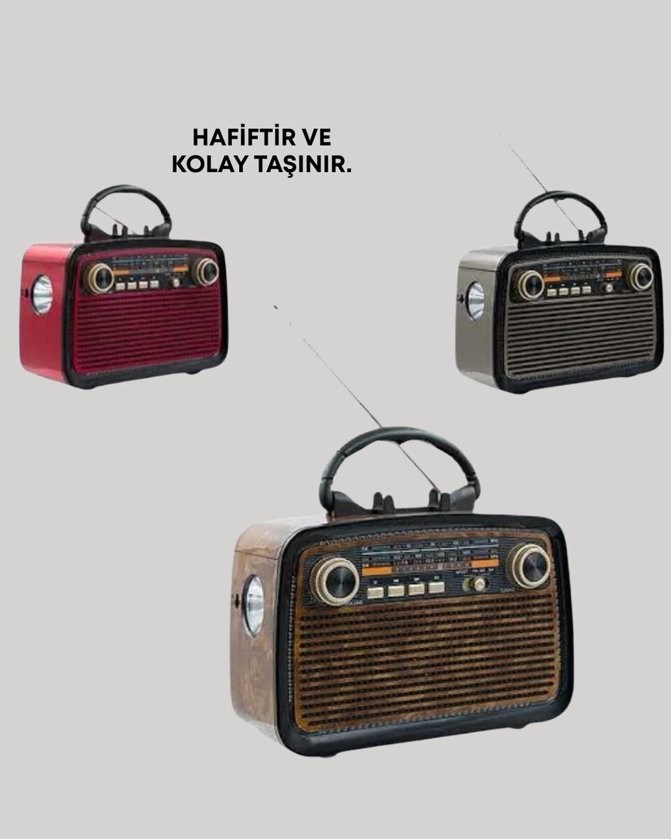 Nostaljik Radyo Görünümlü Bluetooth Hoparlör – FM/AM Yayın Kablosuz Bağlantı Şarj Edilebilir 3 Nostaljik Radyo Görünümlü Bluetooth Hoparlör – FM/AM Yayın Kablosuz Bağlantı Şarj Edilebilir - Görsel 3