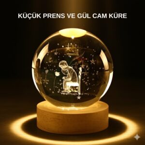 Küçük Prens Işıklı Küre Lamba Ahşap Taban Büyük Boy Hediyelik