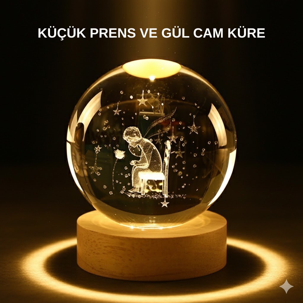 Küçük Prens Işıklı Küre Lamba Ahşap Taban Büyük Boy Hediyelik 1 Küçük Prens Işıklı Küre Lamba Ahşap Taban Büyük Boy Hediyelik