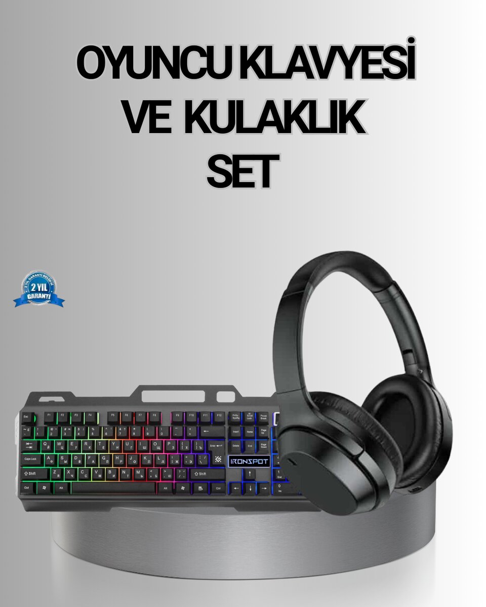 Işıklı Oyuncu Klavye Mouse ve Bluetooth Kulaklık Seti Türkçe Q USB 1 Işıklı Oyuncu Klavye Mouse ve Bluetooth Kulaklık Seti Türkçe Q USB