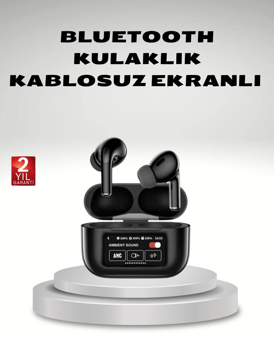 Aktif Gürültü Engelleme (ANC) Kablosuz Bluetooth Kulaklık – Dijital Ekranlı Dokunmatik ve Uzun Pil Ömürlü 1 Aktif Gürültü Engelleme (ANC) Kablosuz Bluetooth Kulaklık – Dijital Ekranlı Dokunmatik ve Uzun Pil Ömürlü