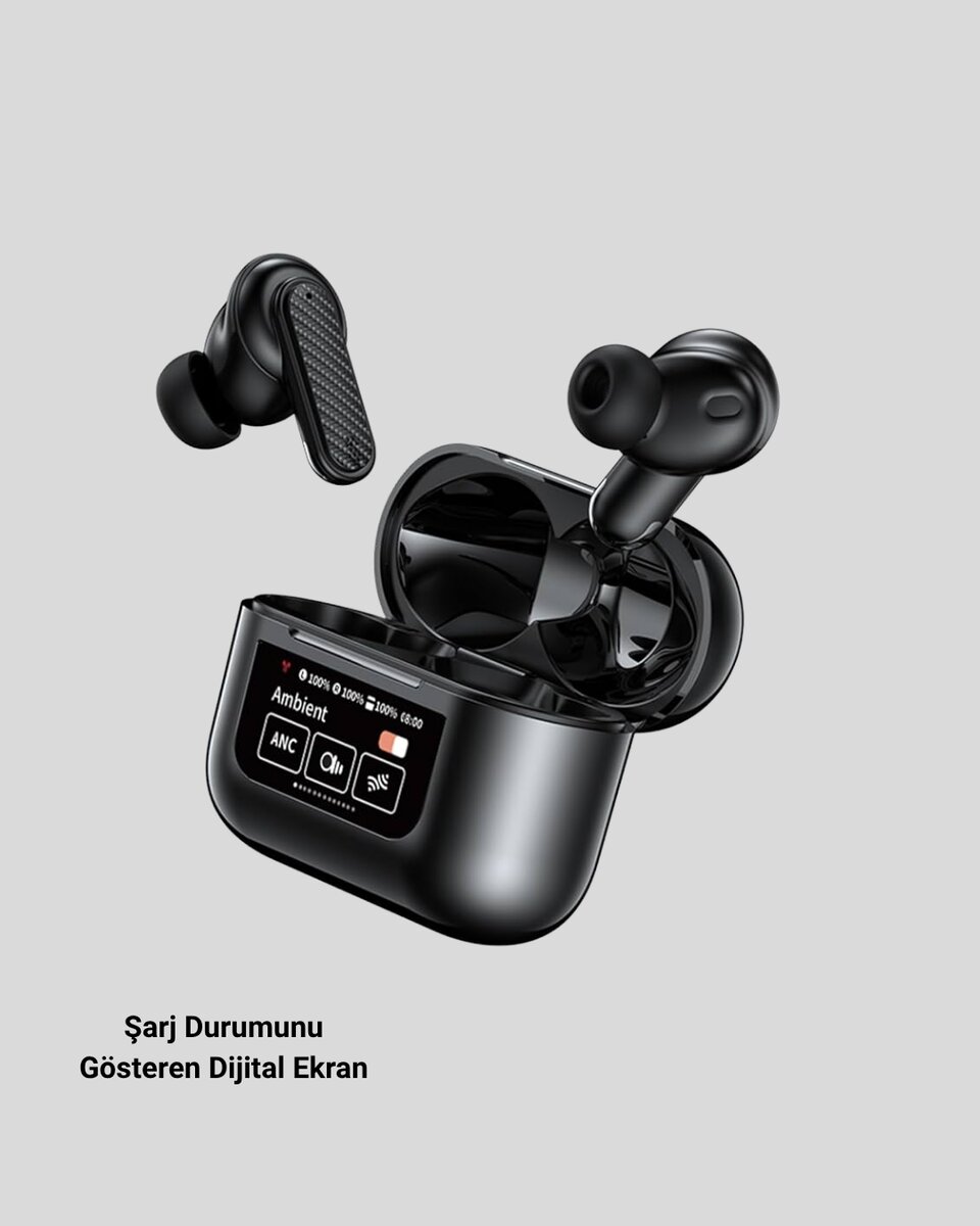 Aktif Gürültü Engelleme (ANC) Kablosuz Bluetooth Kulaklık – Dijital Ekranlı Dokunmatik ve Uzun Pil Ömürlü 2 Aktif Gürültü Engelleme (ANC) Kablosuz Bluetooth Kulaklık – Dijital Ekranlı Dokunmatik ve Uzun Pil Ömürlü - Görsel 2