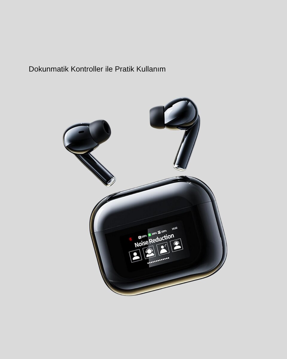 Aktif Gürültü Engelleme (ANC) Kablosuz Bluetooth Kulaklık – Dijital Ekranlı Dokunmatik ve Uzun Pil Ömürlü 3 Aktif Gürültü Engelleme (ANC) Kablosuz Bluetooth Kulaklık – Dijital Ekranlı Dokunmatik ve Uzun Pil Ömürlü - Görsel 3