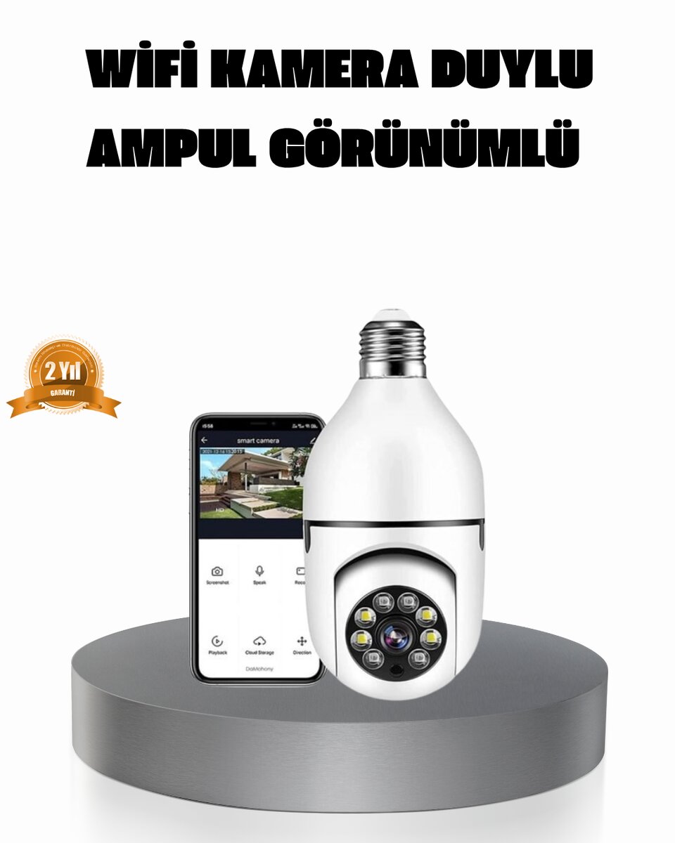 360° Akıllı Güvenlik Kamerası – Duya Takılabilir Wi-Fi Bağlantılı Hareket Sensörlü 1 360° Akıllı Güvenlik Kamerası – Duya Takılabilir Wi-Fi Bağlantılı Hareket Sensörlü