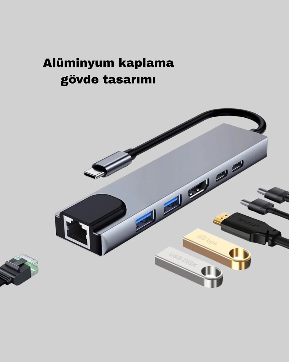 Dönüştürücü Hub – Kompakt Dayanıklı ve Yüksek Hızlı Bağlantı 2 Dönüştürücü Hub – Kompakt Dayanıklı ve Yüksek Hızlı Bağlantı - Görsel 2