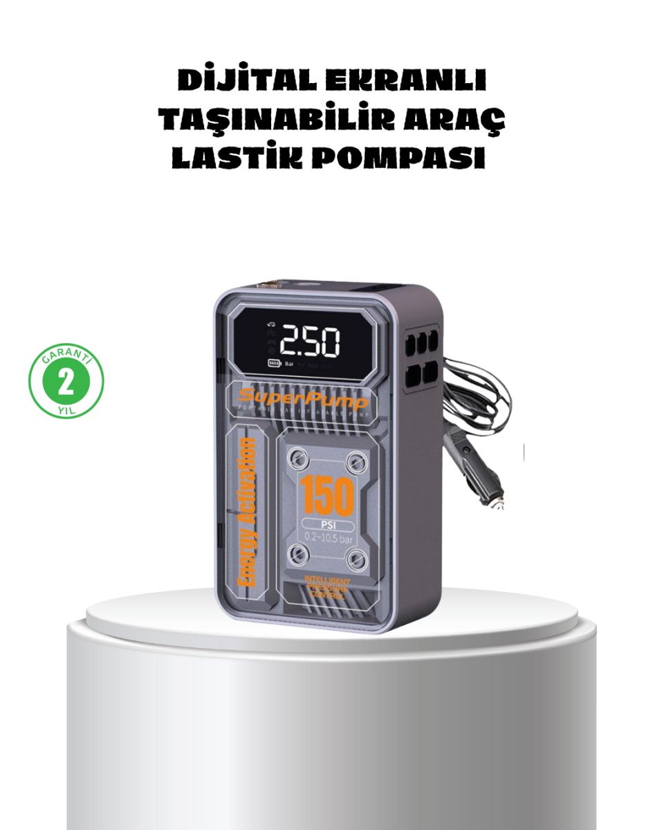 Taşınabilir Kablosuz Hava Pompası – 150 PSI Güçlü Basınç ve 6000mAh Şarjlı 1 Taşınabilir Kablosuz Hava Pompası – 150 PSI Güçlü Basınç ve 6000mAh Şarjlı