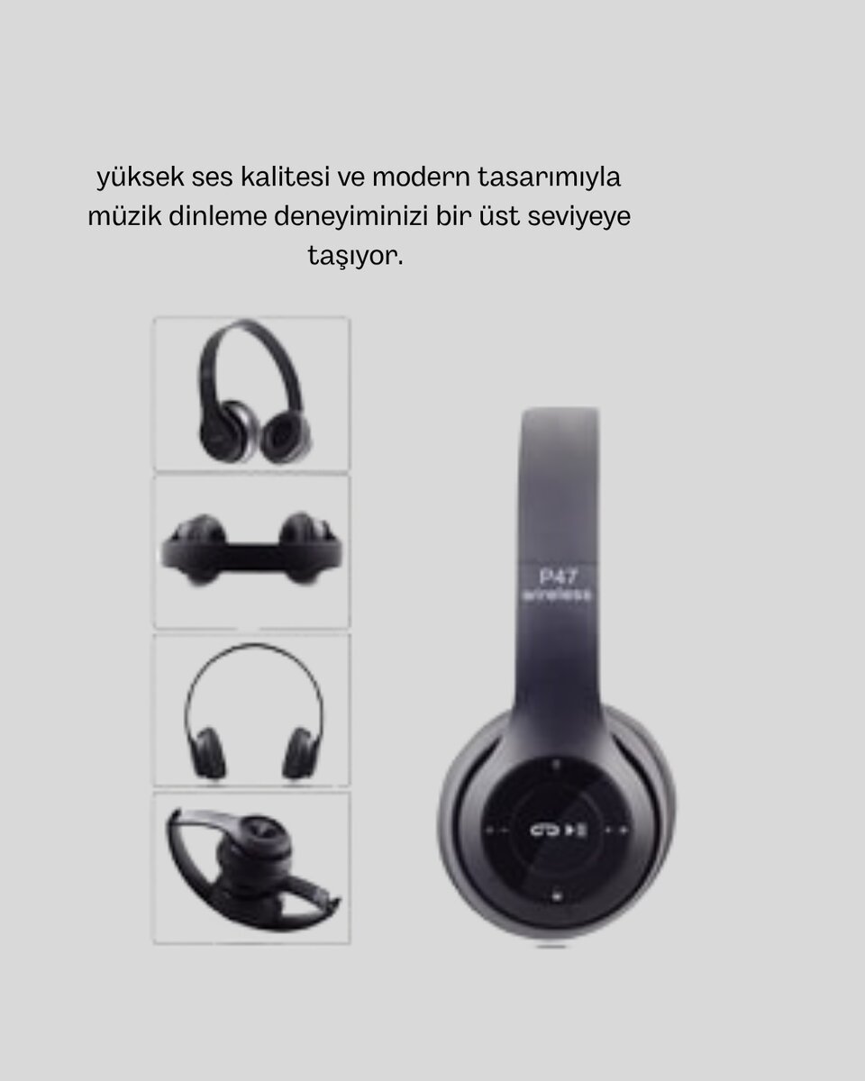 Bluetooth Kablosuz Kulaklık – Extra Bass, TF Kart, Mikrofonlu, Ayarlanabilir Ergonomik Tasarım 2 Bluetooth Kablosuz Kulaklık – Extra Bass, TF Kart, Mikrofonlu, Ayarlanabilir Ergonomik Tasarım - Görsel 2