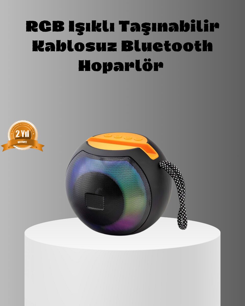 Taşınabilir Bluetooth Hoparlör – RGB Işıklı Güçlü Bas ve 8 Saat Pil Ömrü 1 Taşınabilir Bluetooth Hoparlör – RGB Işıklı Güçlü Bas ve 8 Saat Pil Ömrü