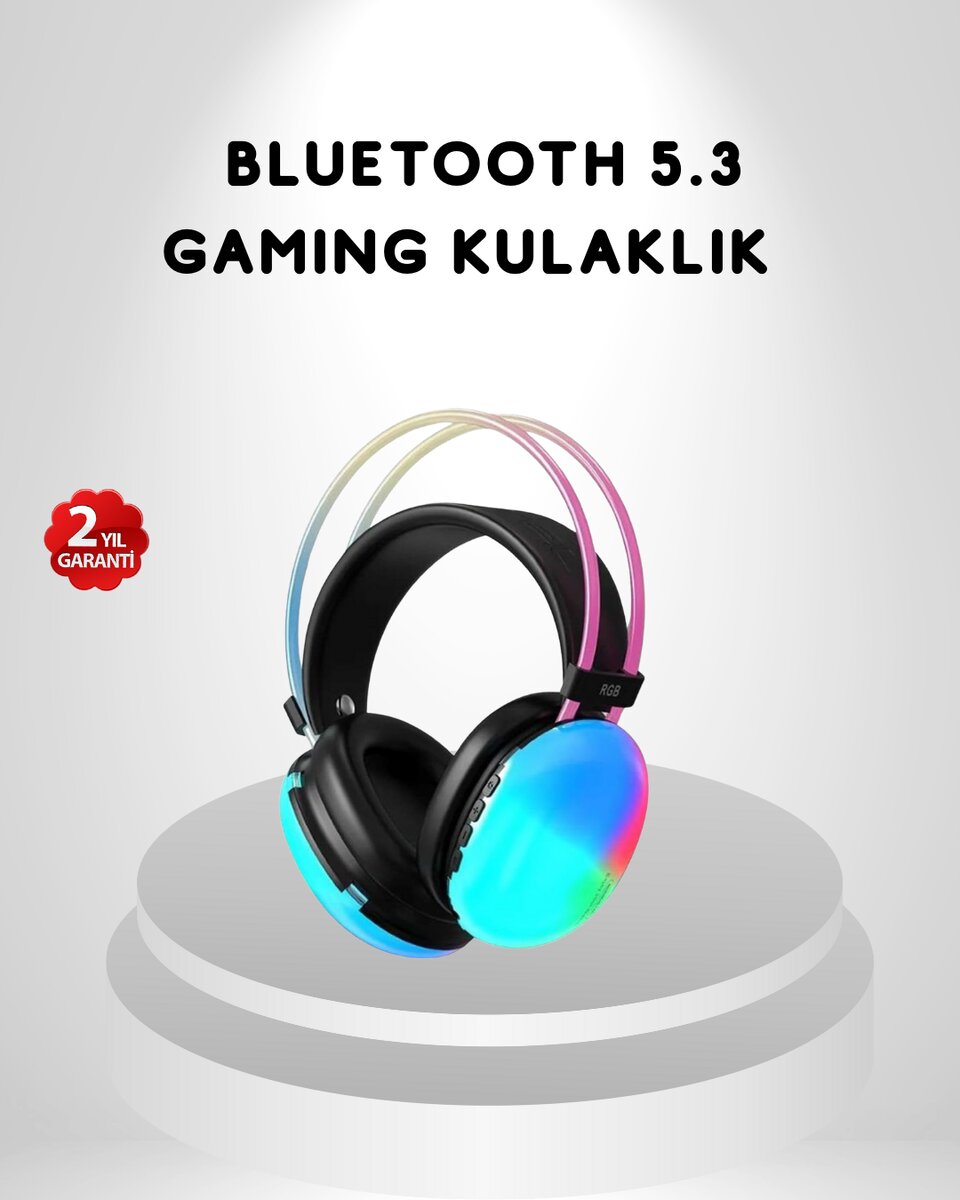 RGB Işıklı Kablosuz Kulaklık Bluetooth 5.3 800mAh Ergonomik IPX4 Dayanıklı 1 RGB Işıklı Kablosuz Kulaklık Bluetooth 5.3 800mAh Ergonomik IPX4 Dayanıklı