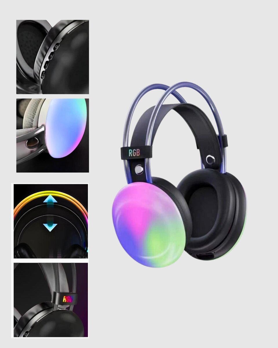 RGB Işıklı Kablosuz Kulaklık Bluetooth 5.3 800mAh Ergonomik IPX4 Dayanıklı 3 RGB Işıklı Kablosuz Kulaklık Bluetooth 5.3 800mAh Ergonomik IPX4 Dayanıklı - Görsel 3