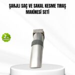 Şarjlı Saç ve Sakal Kesme Makinesi – Paslanmaz Çelik Bıçak Ayarlanabilir Başlık