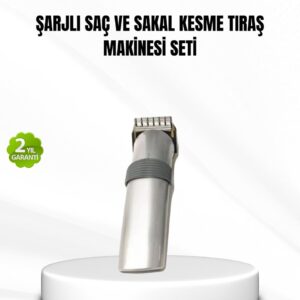 Şarjlı Saç ve Sakal Kesme Makinesi – Paslanmaz Çelik Bıçak Ayarlanabilir Başlık