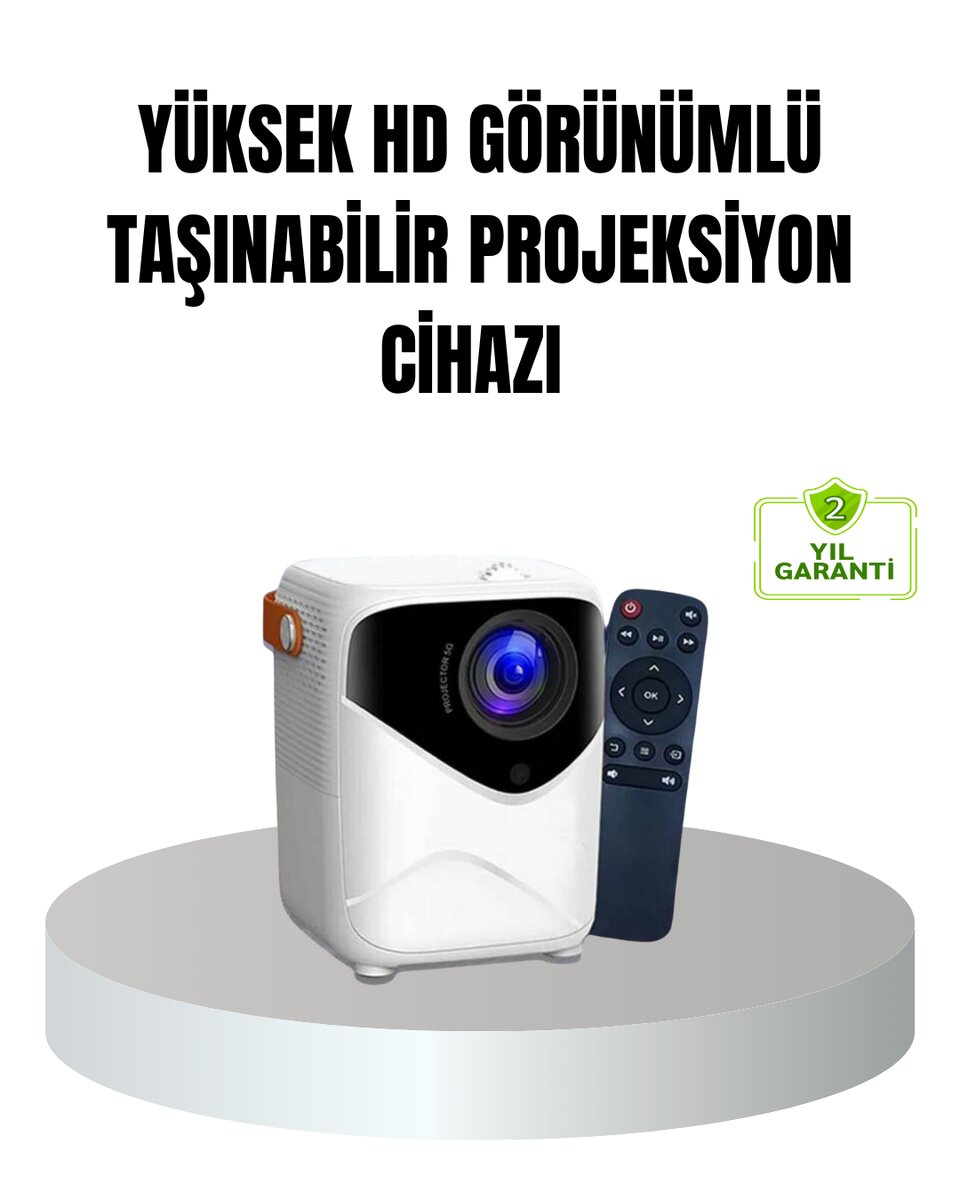 Taşınabilir 1080P HD Akıllı Projektör – 64GB Dahili Hafıza 2GB RAM Uzaktan Kumandalı 1 Taşınabilir 1080P HD Akıllı Projektör – 64GB Dahili Hafıza 2GB RAM Uzaktan Kumandalı