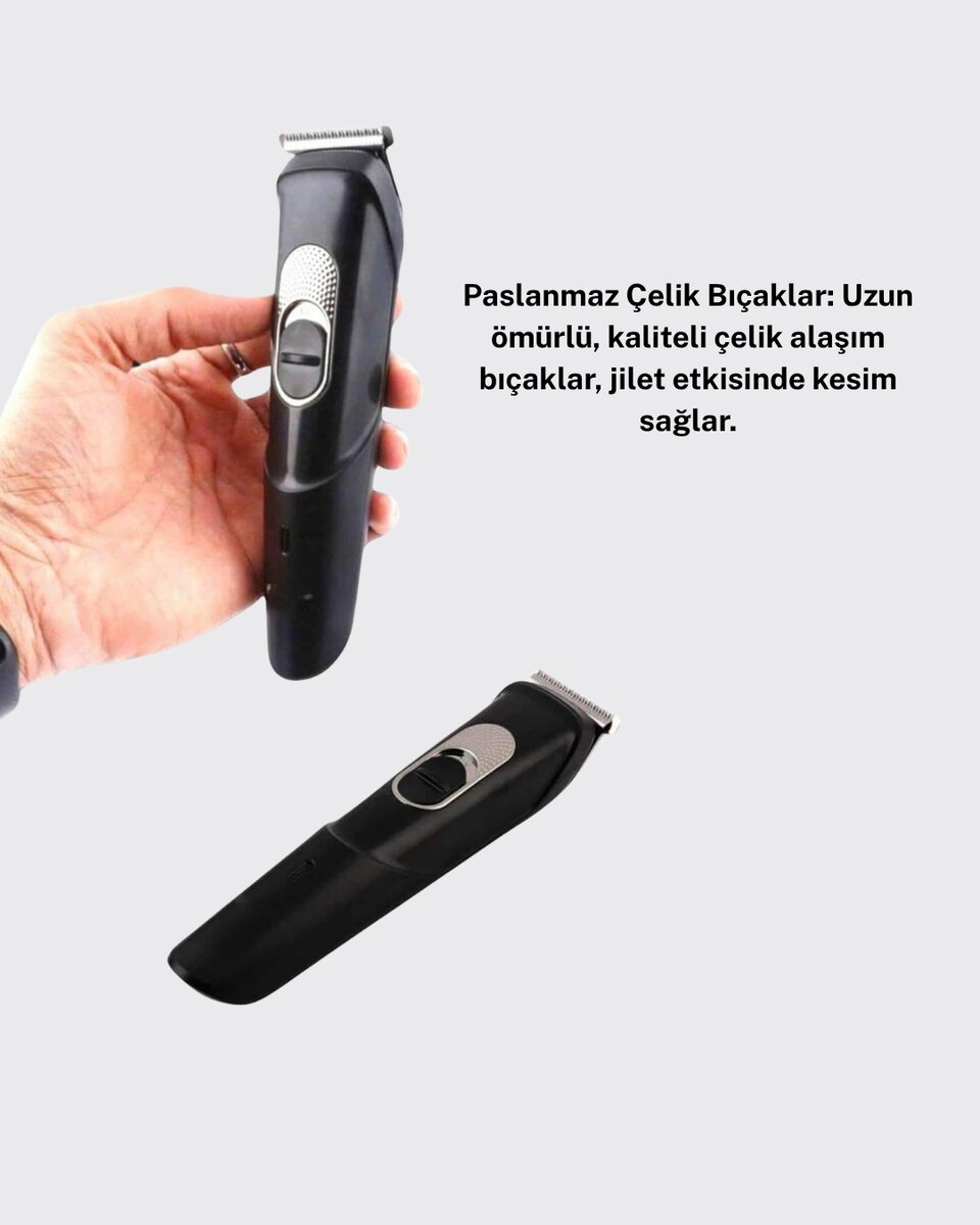 Taşınabilir Şarjlı Saç Sakal Tıraş Makinesi – 3 Taraklı Sessiz ve Ergonomik 4 Taşınabilir Şarjlı Saç Sakal Tıraş Makinesi – 3 Taraklı Sessiz ve Ergonomik - Görsel 4