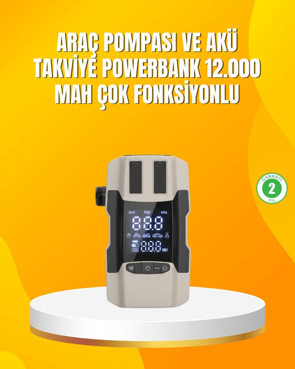 12.000 mAh Akü Takviye Powerbank Dahili Hava Dijital Ekranlı 1 12.000 mAh Akü Takviye Powerbank Dahili Hava Dijital Ekranlı