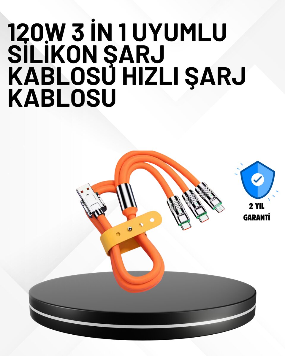 3’ü 1 Arada Kablo – 120W Hızlı Şarj ve Veri Aktarımı Özellikli 1 3’ü 1 Arada Kablo – 120W Hızlı Şarj ve Veri Aktarımı Özellikli