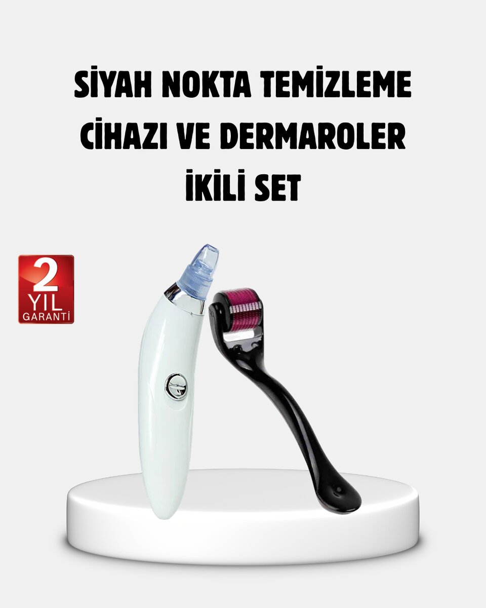 Evde Profesyonel Cilt Bakımı Dermaroller + Siyah Nokta Temizleyici Setı 1 Evde Profesyonel Cilt Bakımı Dermaroller + Siyah Nokta Temizleyici Setı