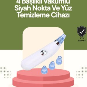 USB Destekli 4 Başlıklı Siyah Nokta Vakum Cihazı – Gözenek Temizleyici ve Cilt Yenileyici Bakım Aleti